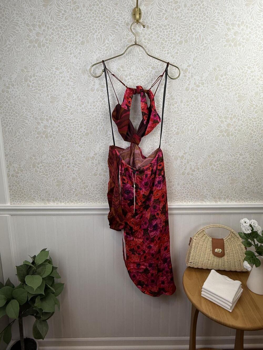 For Love & Lemons Red and Pink Cutout Rita Midi Dress - Size - Medium - NWT - Picture 5 of 8